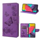 For Samsung Galaxy M53 5G Butterfly Embossed Leather Phone Case(Purple) - 1