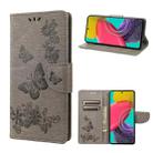 For Samsung Galaxy M53 5G Butterfly Embossed Leather Phone Case(Grey) - 1
