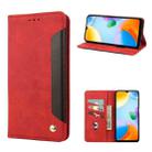 For Xiaomi Redmi 10C Skin Feel Splicing Leather Phone Case(Red) - 1