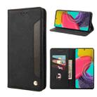 For Samsung Galaxy M53 5G Skin Feel Splicing Leather Phone Case(Black) - 1