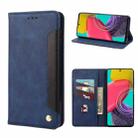 For Samsung Galaxy M53 5G Skin Feel Splicing Leather Phone Case(Blue) - 1