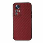 For Xiaomi Mi 12 Lite Accurate Hole Carbon Fiber Texture Shockproof Case(Red) - 1