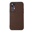 For Xiaomi Mi 12 Lite Accurate Hole Carbon Fiber Texture Shockproof Case(Brown) - 1