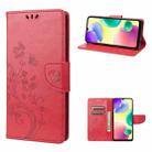 For Xiaomi Redmi 10A Butterfly Flower Pattern Flip Leather Phone Case(Red) - 1