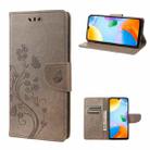 For Xiaomi Redmi 10C Butterfly Flower Pattern Flip Leather Phone Case(Grey) - 1