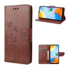 For Xiaomi Redmi 10C Butterfly Flower Pattern Flip Leather Phone Case(Brown) - 1