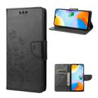 For Xiaomi Redmi 10C Butterfly Flower Pattern Flip Leather Phone Case(Black) - 1