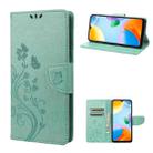 For Xiaomi Redmi 10C Butterfly Flower Pattern Flip Leather Phone Case(Green) - 1