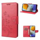 For Samsung Galaxy M23 5G Butterfly Flower Pattern Flip Leather Phone Case(Red) - 1