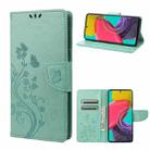 For Samsung Galaxy M53 5G Butterfly Flower Pattern Flip Leather Phone Case(Green) - 1
