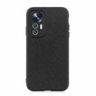 For Xiaomi Mi 12 Lite Fine Hole Cross Texture Genuine Leather Phone Case(Black) - 1