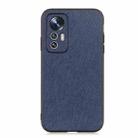 For Xiaomi Mi 12 Lite Fine Hole Cross Texture Genuine Leather Phone Case(Blue) - 1