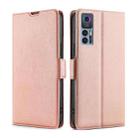 For TCL 30 5G / 30+ 5G Ultra-thin Voltage Side Buckle PU + TPU Leather Phone Case(Rose Gold) - 1