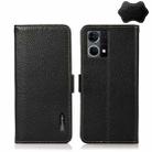 For OPPO Reno7 4G Global/F21 Pro 4G KHAZNEH Side-Magnetic Litchi Genuine Leather RFID Phone Case(Black) - 1