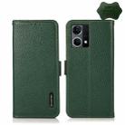 For OPPO Reno7 4G Global/F21 Pro 4G KHAZNEH Side-Magnetic Litchi Genuine Leather RFID Phone Case(Green) - 1