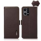 For OPPO Reno7 4G Global/F21 Pro 4G KHAZNEH Side-Magnetic Litchi Genuine Leather RFID Phone Case(Brown) - 1
