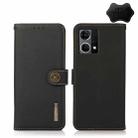 For OPPO Reno7 4G Global/F21 Pro 4G KHAZNEH Custer Genuine Leather RFID Phone Case(Black) - 1