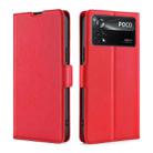 For Xiaomi Poco X4 Pro 5G Ultra-thin Voltage Side Buckle Flip Leather Case(Red) - 1