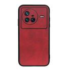 For vivo X80 Two-color Calf Texture PU Phone Case(Red) - 1