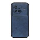 For vivo X80 Two-color Calf Texture PU Phone Case(Blue) - 1