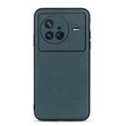 For vivo X80 Lambskin Texture Genuine Leather Phone Case(Green) - 1