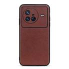 For vivo X80 Lambskin Texture Genuine Leather Phone Case(Brown) - 1