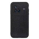 For vivo X80 Litchi Texture Genuine Leather Phone Case(Black) - 1
