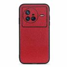 For vivo X80 Litchi Texture Genuine Leather Phone Case(Red) - 1