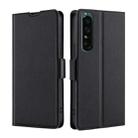 For Sony Xperia 1 IV Ultra-thin Voltage Side Buckle Flip Leather Case(Black) - 1