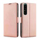 For Sony Xperia 1 IV Ultra-thin Voltage Side Buckle Flip Leather Case(Rose Gold) - 1