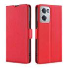 For OnePlus Nord CE 2 5G Ultra-thin Voltage Side Buckle Flip Leather Case(Red) - 1