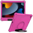 For iPad 10.2 2021 / 2020 / 2019 EVA Handle Holder Tablet Case(Rose Red) - 1
