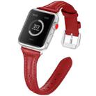 Genuine Leather Watch Band For Apple Watch Series 8&7 41mm / SE 2&6&SE&5&4 40mm / 3&2&1 38mm(Red) - 1