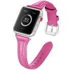Genuine Leather Watch Band For Apple Watch Series 8&7 41mm / SE 2&6&SE&5&4 40mm / 3&2&1 38mm(Rose Red) - 1