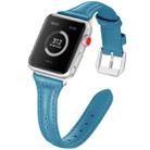 Genuine Leather Watch Band For Apple Watch Series 8&7 41mm / SE 2&6&SE&5&4 40mm / 3&2&1 38mm(Blue) - 1