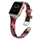 Genuine Leather Watch Band For Apple Watch Series 8&7 41mm / SE 2&6&SE&5&4 40mm / 3&2&1 38mm(Pink Flower) - 1