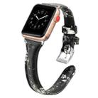 Genuine Leather Watch Band For Apple Watch Series 8&7 41mm / SE 2&6&SE&5&4 40mm / 3&2&1 38mm(Grey Flower) - 1