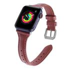 Genuine Leather Watch Band For Apple Watch Series 8&7 41mm / SE 2&6&SE&5&4 40mm / 3&2&1 38mm(Rubbed Red) - 1