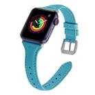 Genuine Leather Watch Band For Apple Watch Series 8&7 41mm / SE 2&6&SE&5&4 40mm / 3&2&1 38mm(Blue) - 1