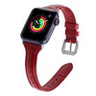 Genuine Leather Watch Band For Apple Watch Series 8&7 41mm / SE 2&6&SE&5&4 40mm / 3&2&1 38mm(Tree Cream Red) - 1