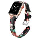 Genuine Leather Watch Band For Apple Watch Ultra 49mm / Series 8&7 45mm / SE 2&6&SE&5&4 44mm / 3&2&1 42mm(Red Flower) - 1