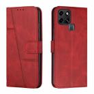 For Infinix Smart 6 Stitching Calf Texture Buckle Leather Phone Case(Red) - 1