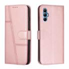 For Tecno Spark 8 Pro Stitching Calf Texture Buckle Leather Phone Case(Pink) - 1