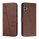 For Tecno Spark 8 Pro Stitching Calf Texture Buckle Leather Phone Case(Brown) - 1