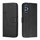 For Tecno Spark 8 Pro Stitching Calf Texture Buckle Leather Phone Case(Black) - 1