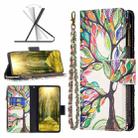 For Sony Xperia 1 III Colored Drawing Pattern Zipper Horizontal Flip Phone Leather Case(Tree) - 1