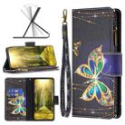 For Sony Xperia 1 III Colored Drawing Pattern Zipper Horizontal Flip Phone Leather Case(Big Butterfly) - 1