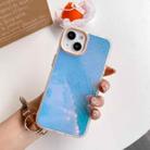 For iPhone 13 Laser Crocodile Pattern Phone Case(Milk Tea Color) - 1