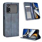 For Xiaomi Poco X4 Pro 5G Fine Hole Magnetic Buckle Retro Texture Leather Phone Case(Blue) - 1