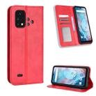 For Umidigi Bison X10S / X10S NFC Magnetic Buckle Retro Texture Leather Phone Case(Red) - 1